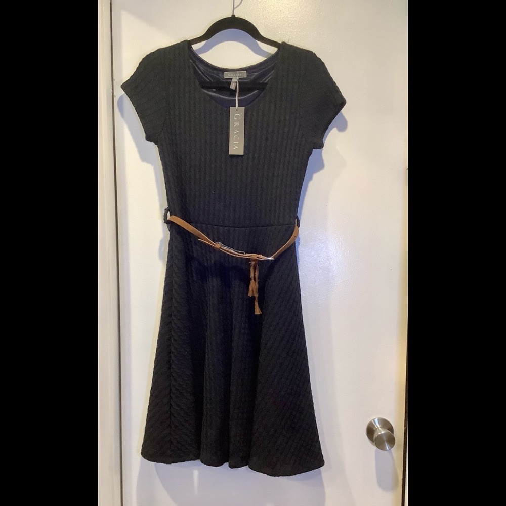 NWT Gracia Cable Knit Short Sleeve Dress Large